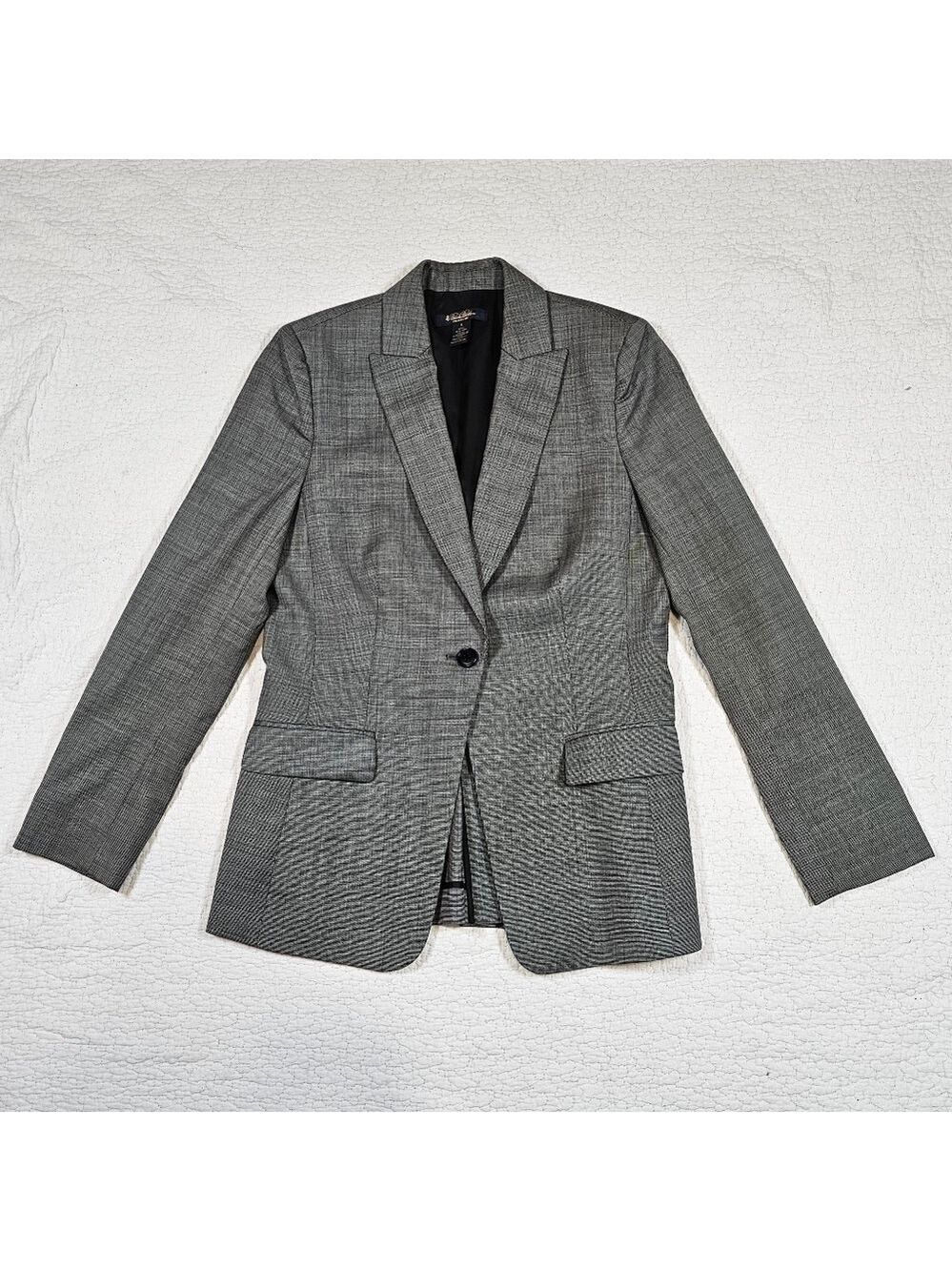Brooks Brothers Gray Stellita Fit Single Button Wool Blazer